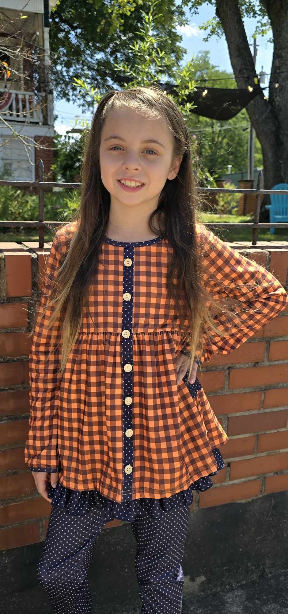 Gingham Checked Fall Set