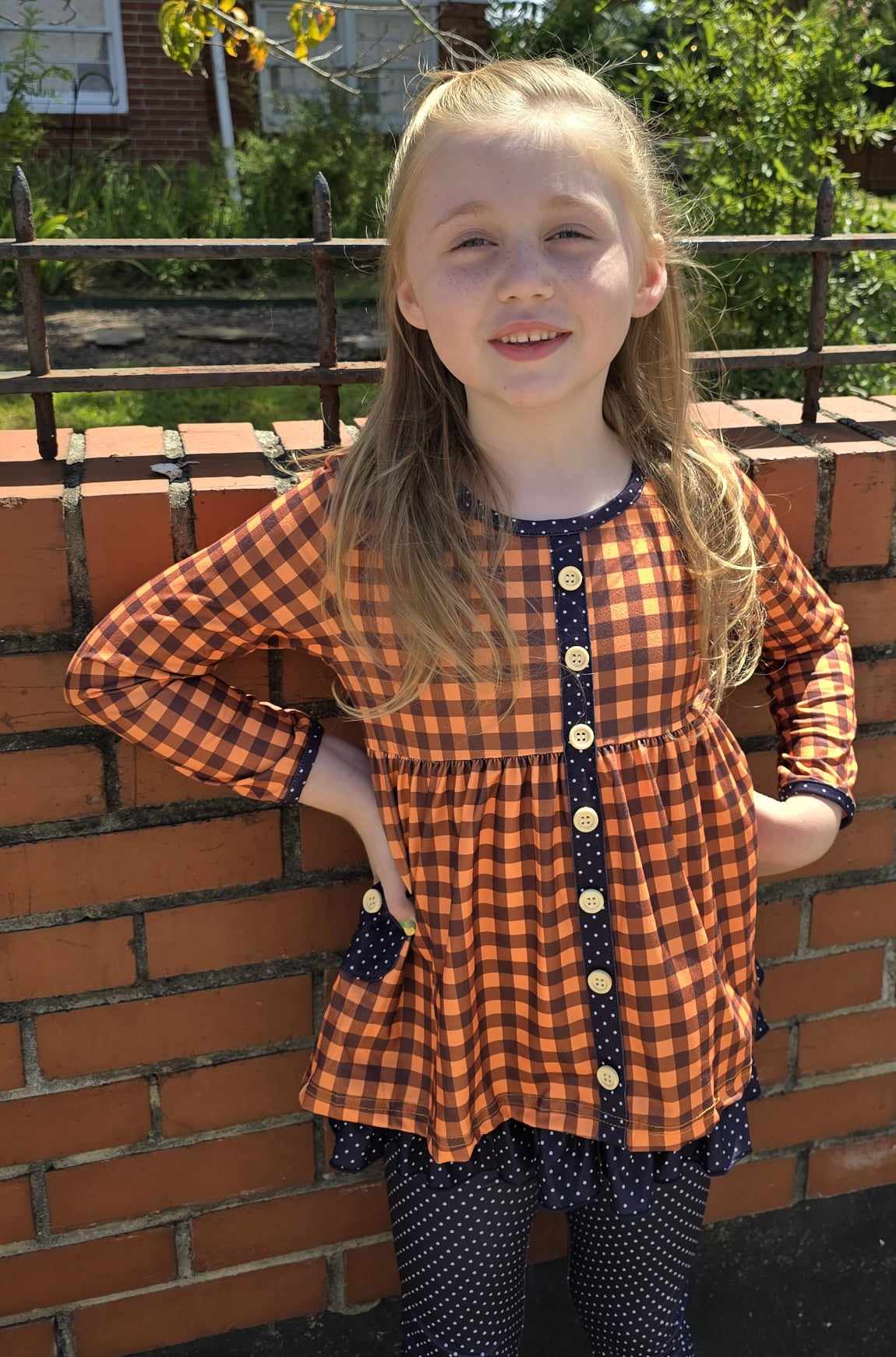 Gingham Checked Fall Set