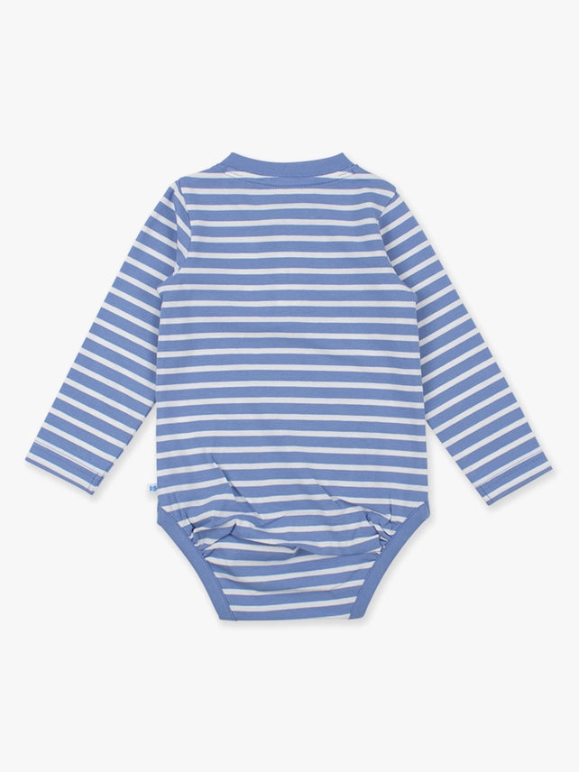 Blue Stripe Pumpkin Henley Onesie