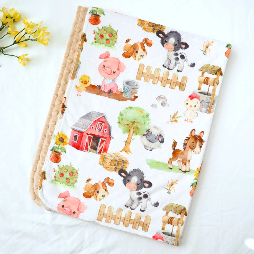 Minky Blanket -Farm Friends