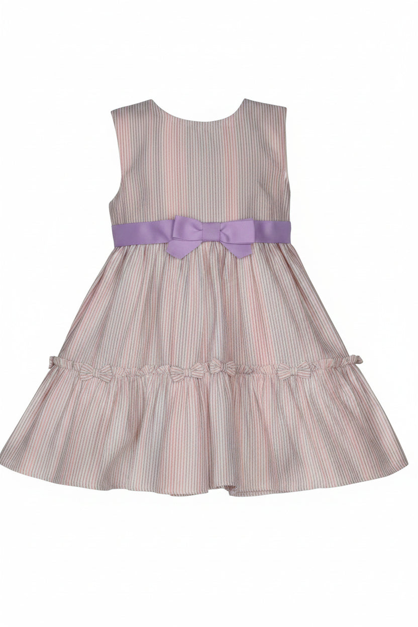Purple checkered dress with a purple ribbon on a white background