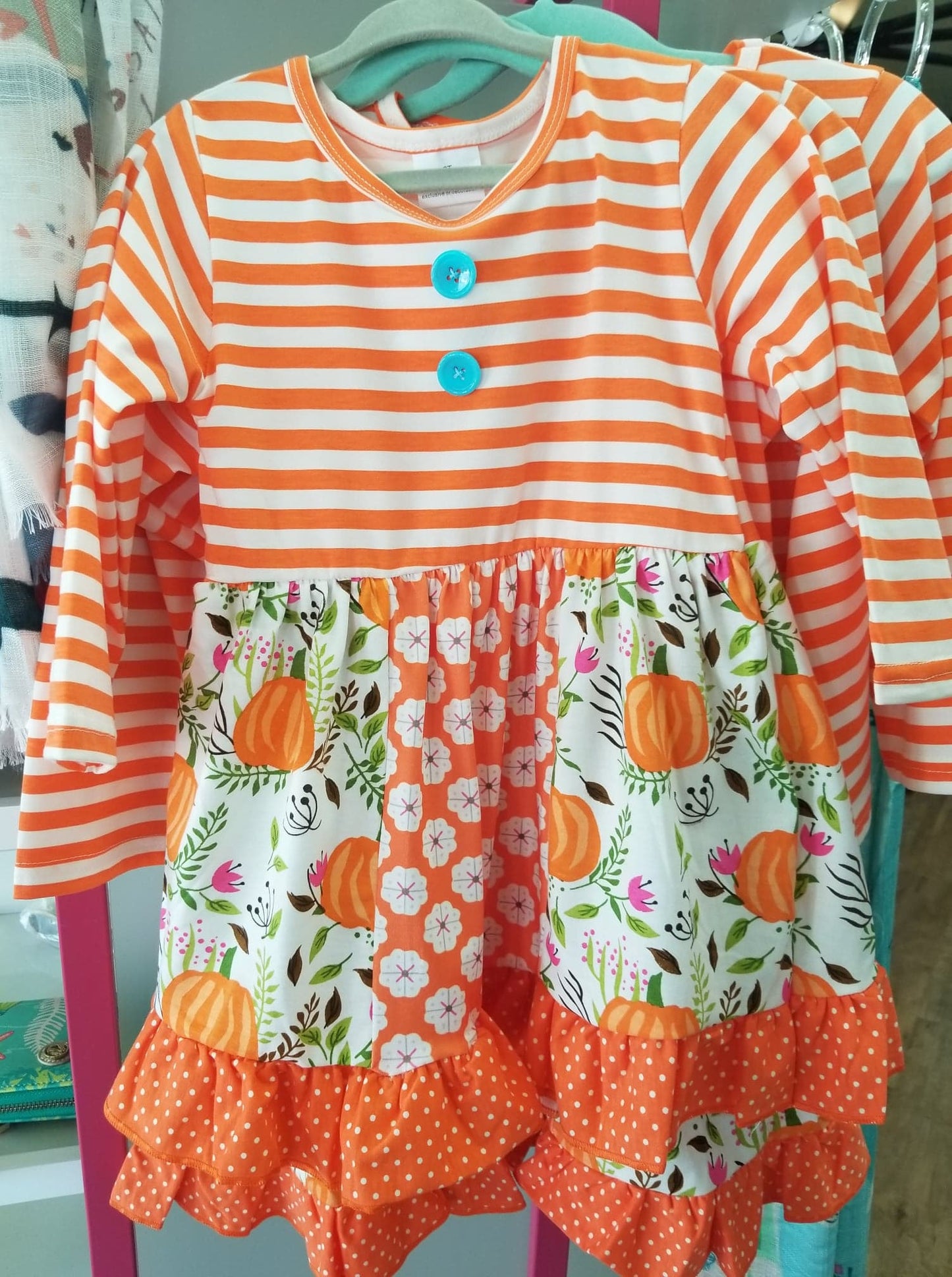 Orange Pumpkin Stripe Dress