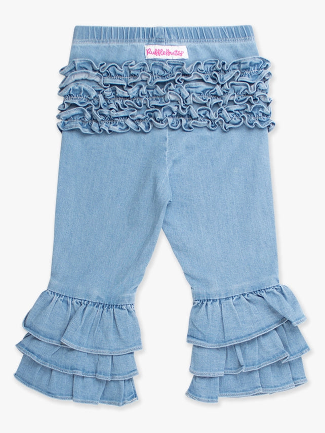 Denim Ruffle Flare Pants