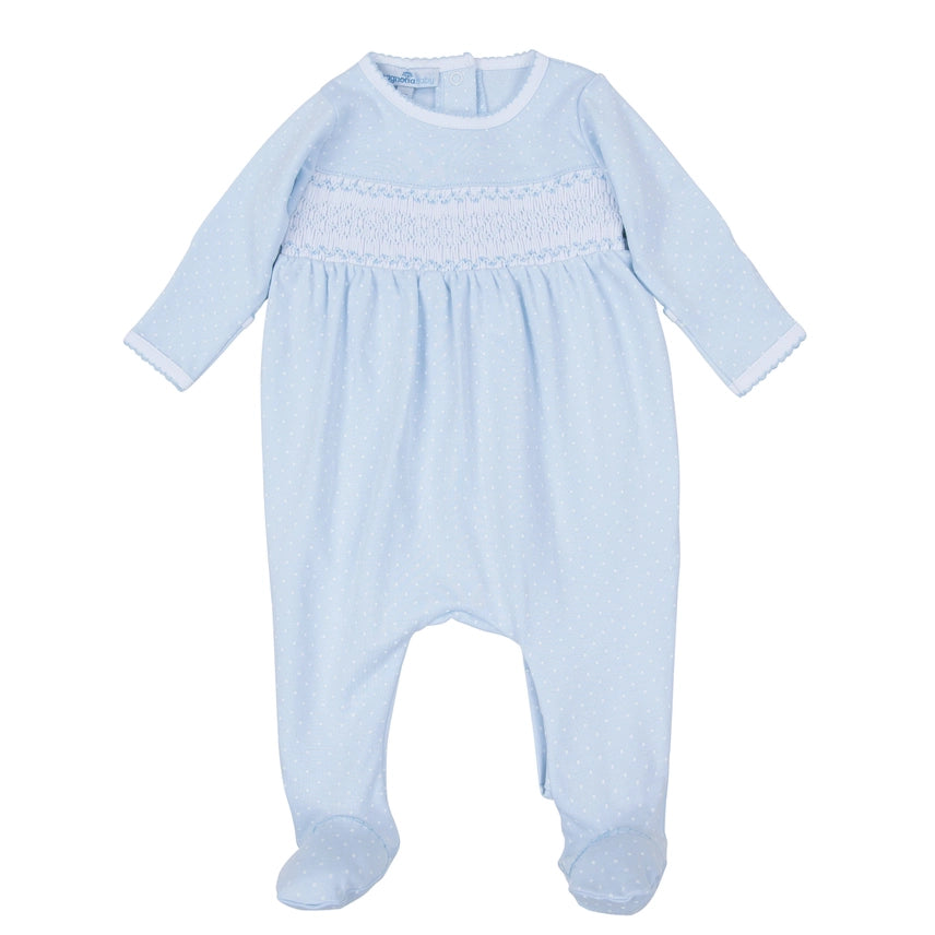 Simply Sweet Smocked Sleeper Blue