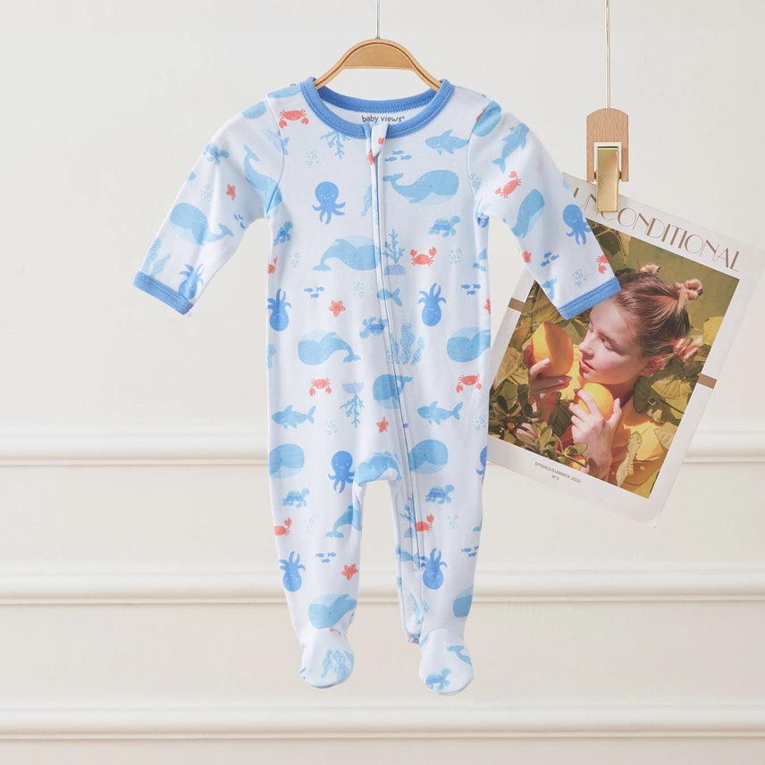 Whale & Sea -Footie Romper