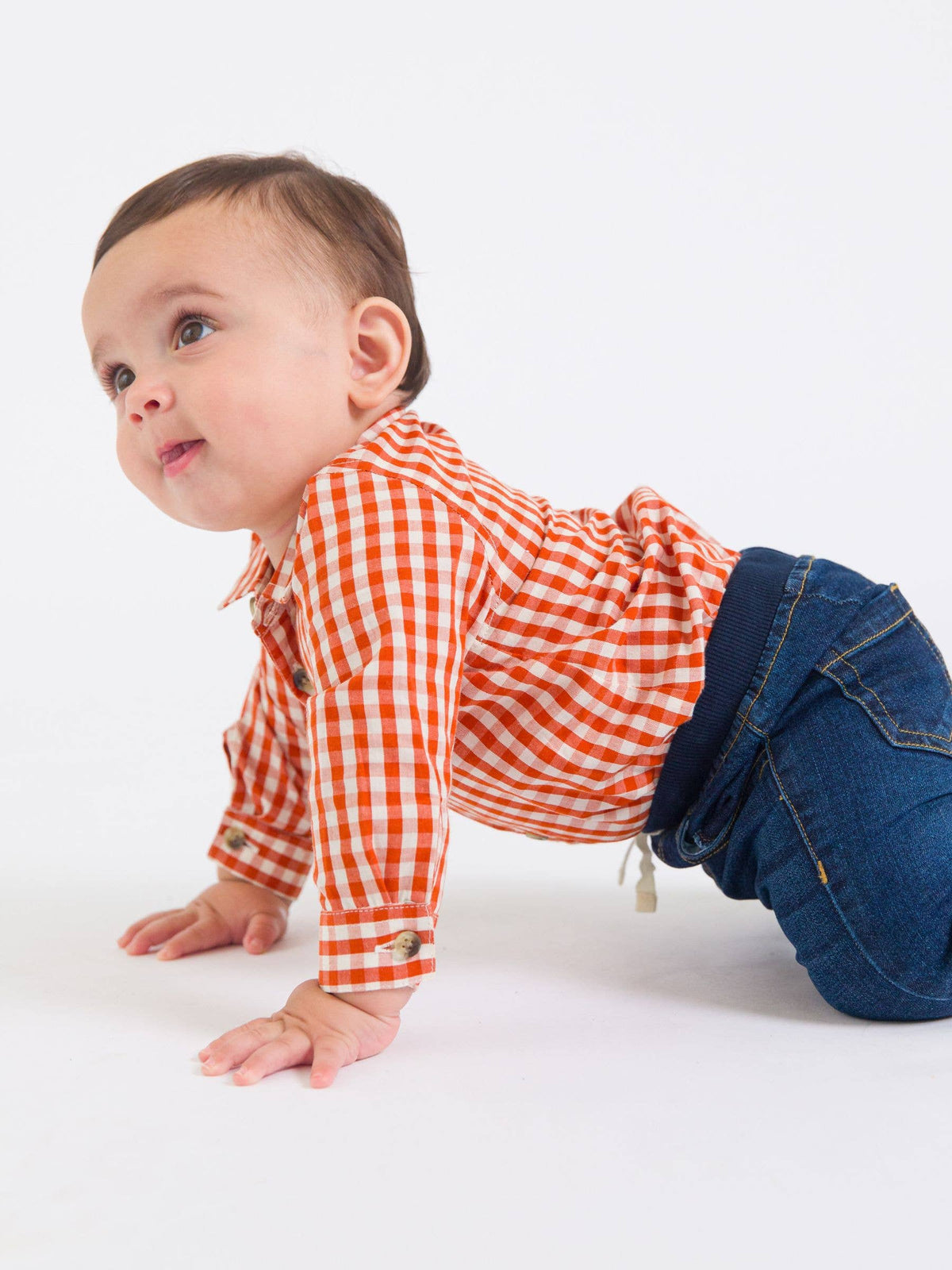 Rust Gingham Button Bodysuit