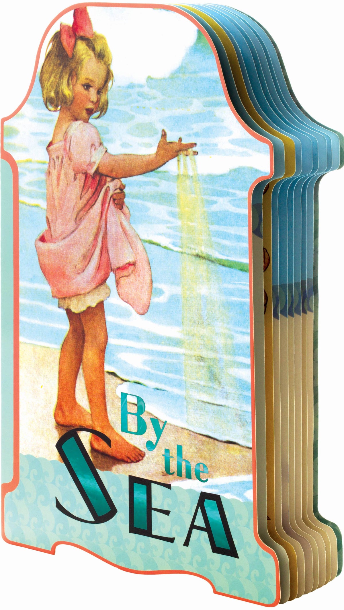 Book with a vintage-style illustration of a girl by the sea.