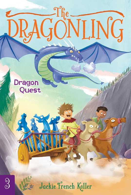 Book cover of 'The Dragonling: Dragon Quest' with a dragon and children on a cart in a fantasy landscape.