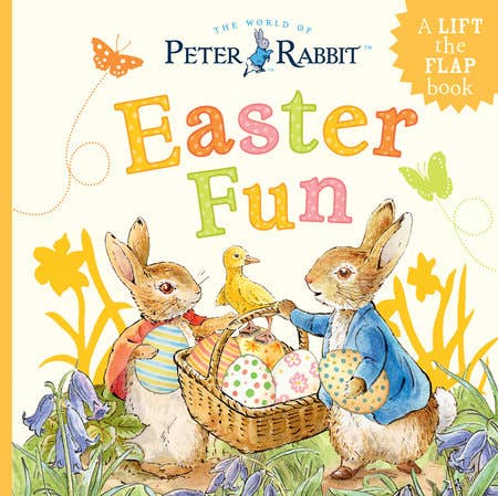 Front cover of book titled 'Easter Fun: Peter Rabbit' with bunnies on the cover holding Easter Eggs. 