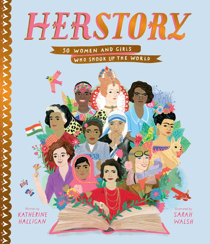 Book cover of 'Herstory' featuring illustrations of women and girls with a colorful design.