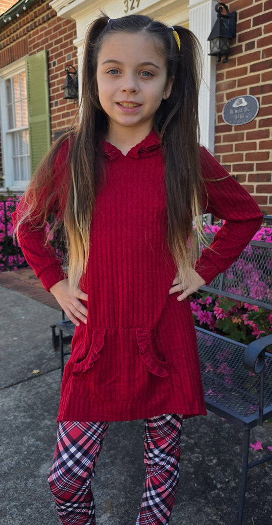 Red Plaid Tunic with Leggings