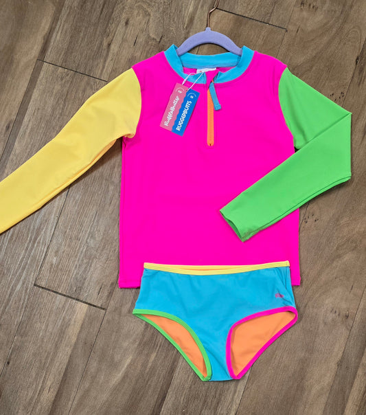 Neon Color Block 2PC Rash Guard