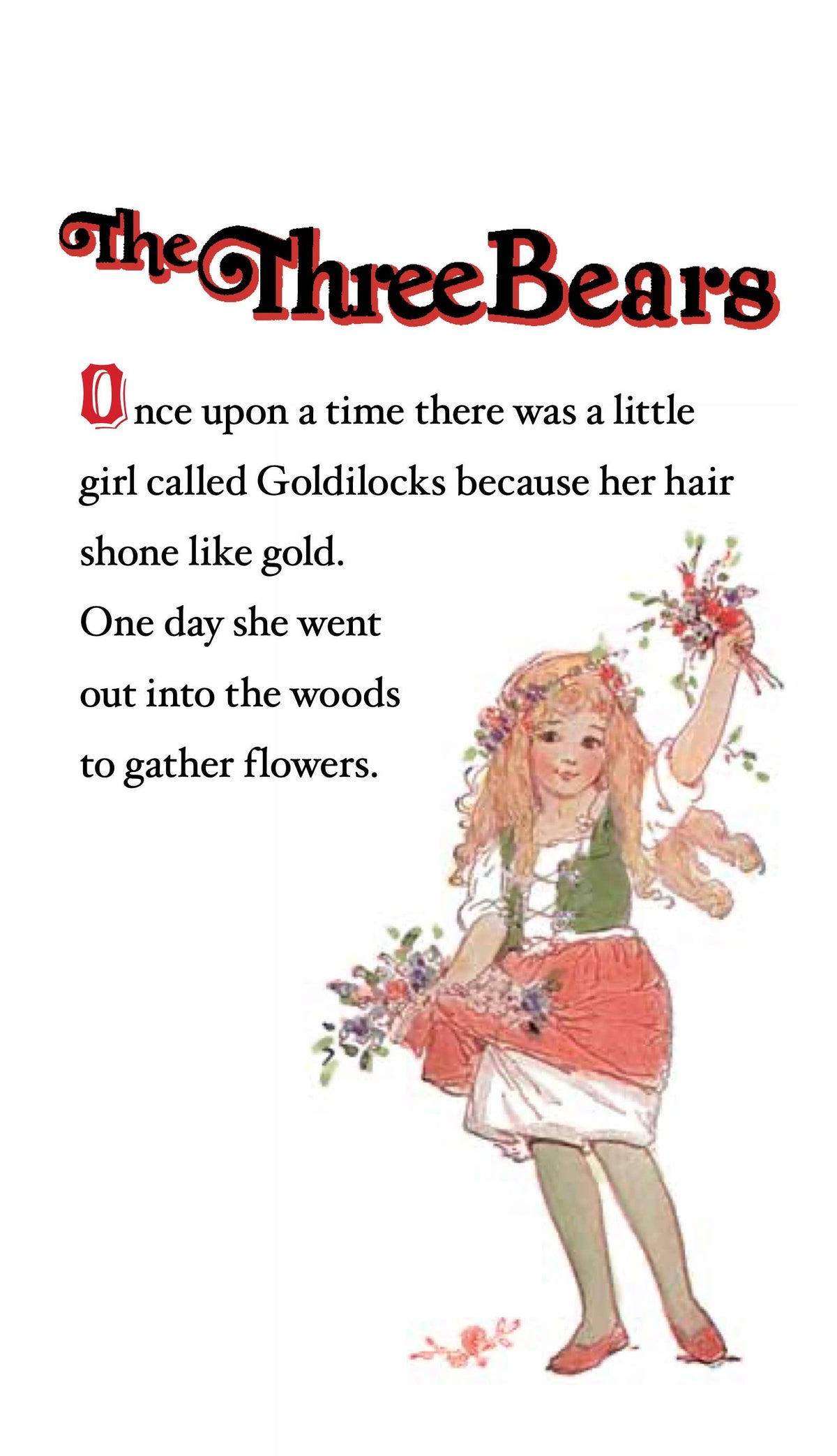 Illustration of Goldilocks from 'The Three Bears' with text on a white background