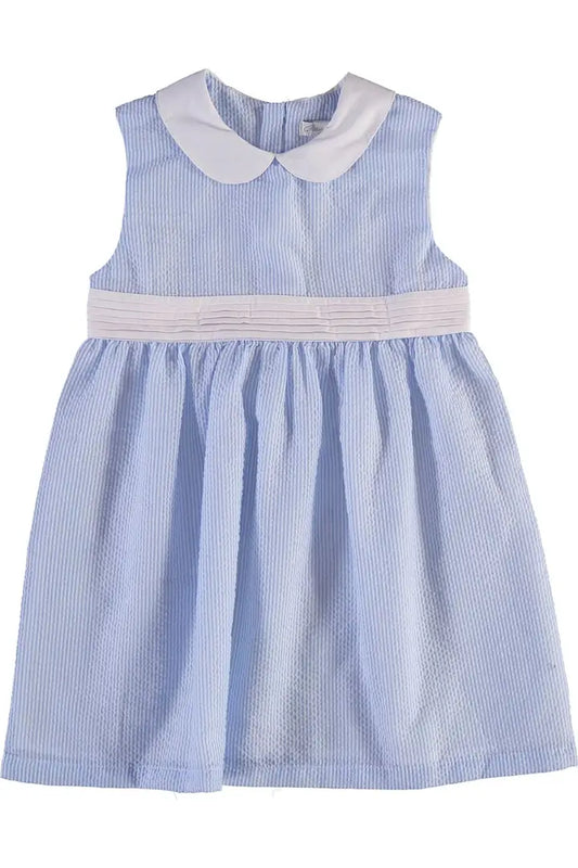 Seersucker Blue & White Dress