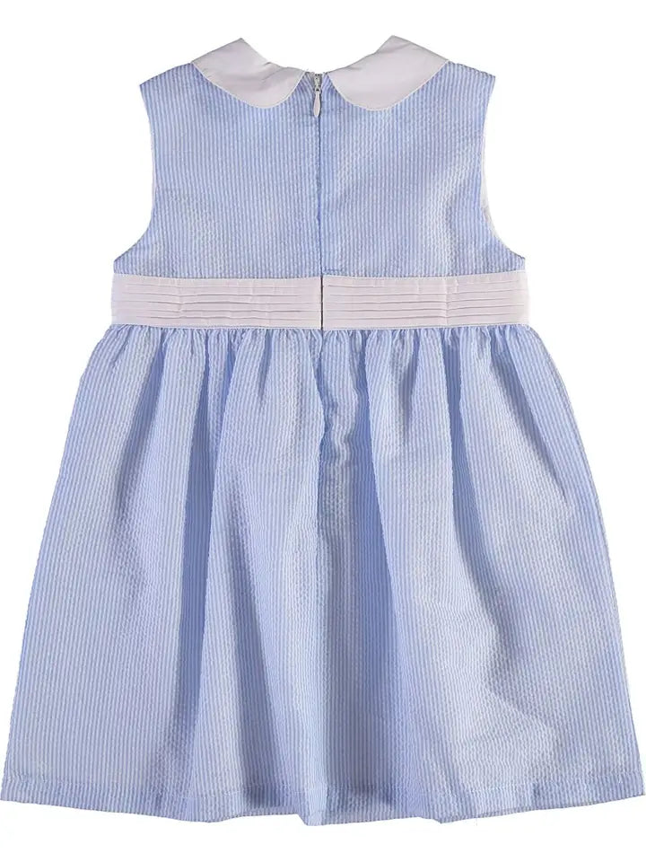Seersucker Blue & White Dress