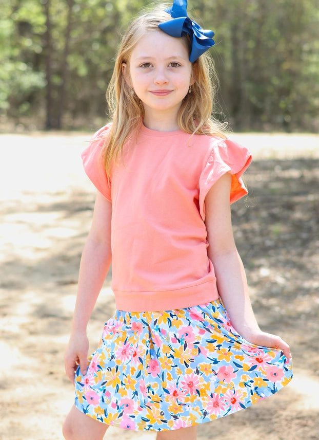 Coral Terry Top & Skort Set