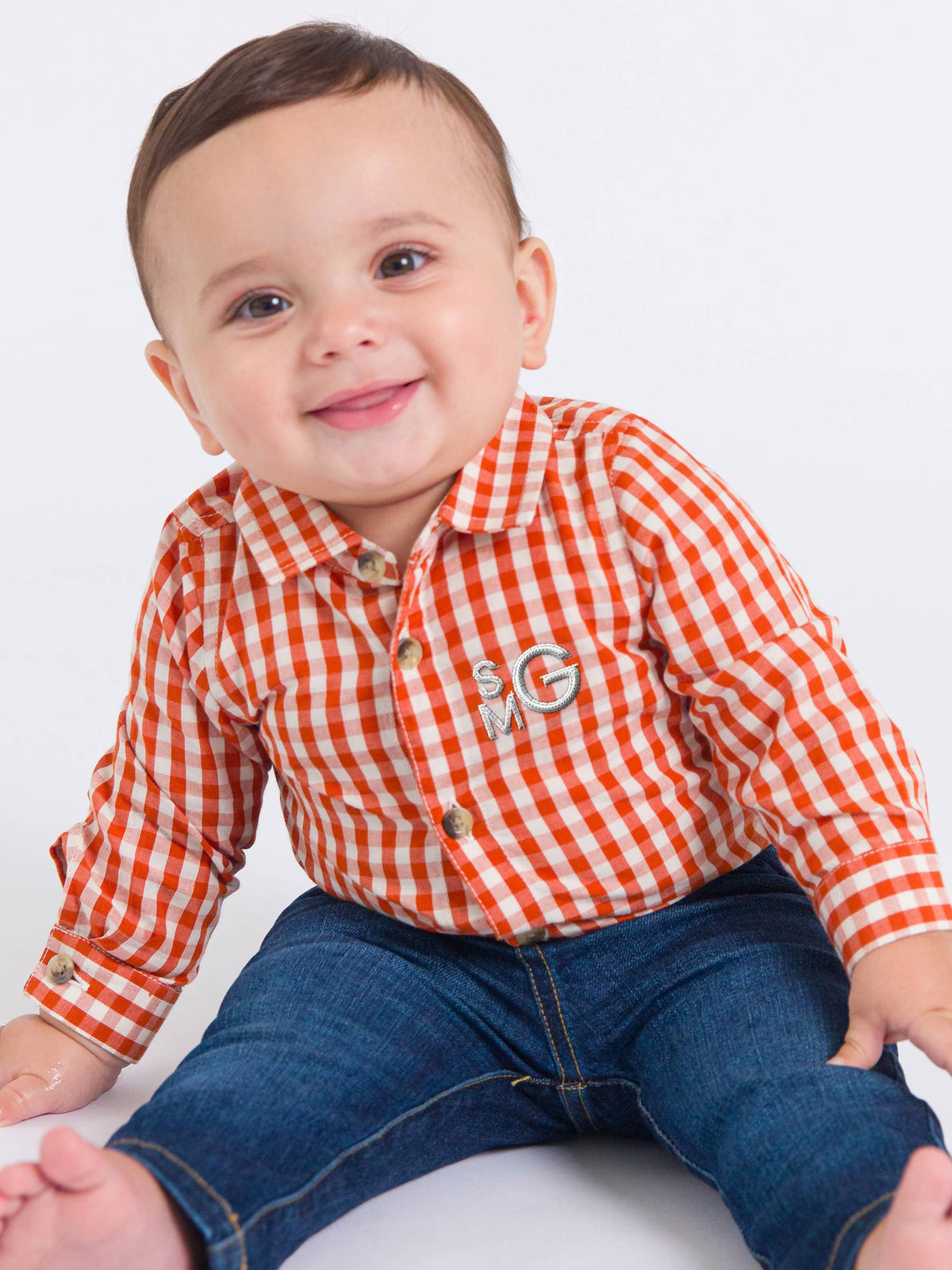 Rust Gingham Button Bodysuit