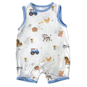 Farm Print Bamboo Romper