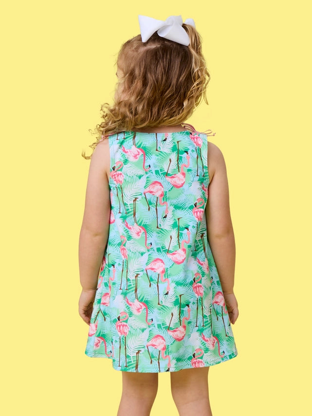 Flamingo Dress & Bike Short Set