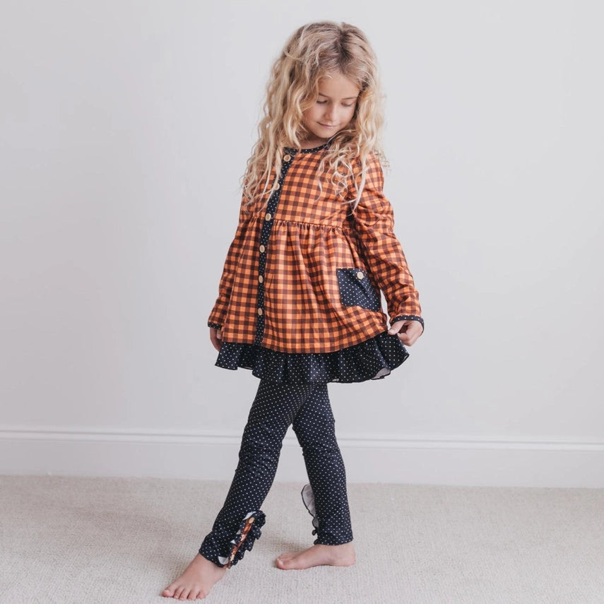 Gingham Checked Fall Set