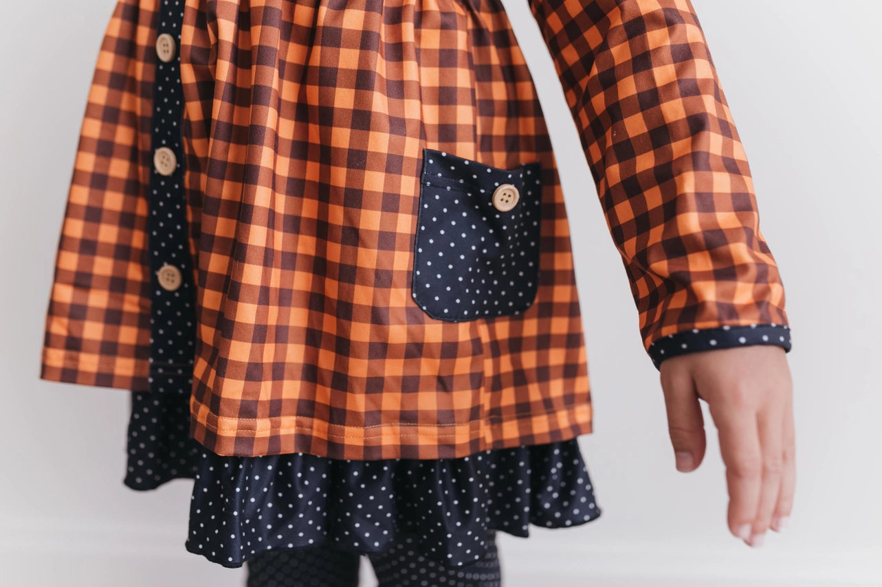 Gingham Checked Fall Set