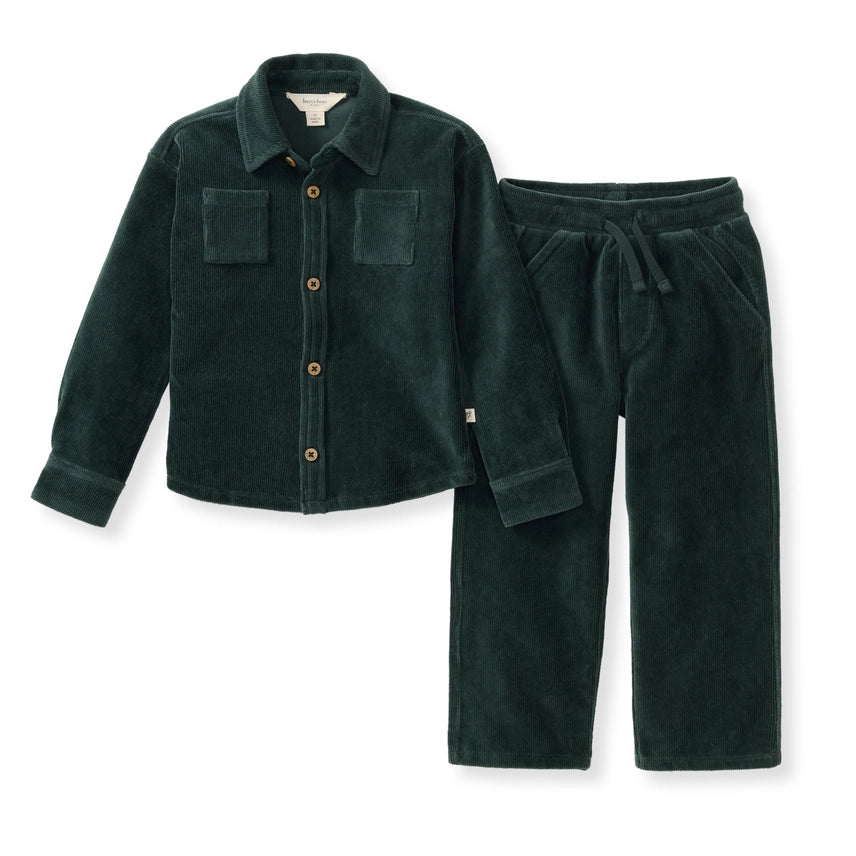 Knit Corduroy Shirt & Pants Set
