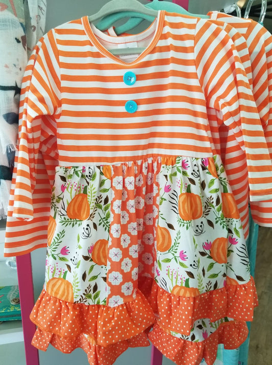 Orange Pumpkin Stripe Dress