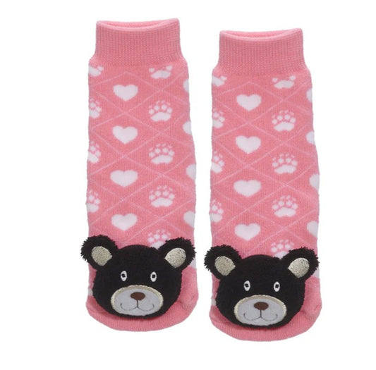 Black Bear Pink Messy Moose Socks