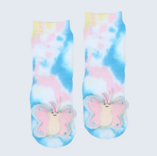 Light Pink Butterfly Messy Moose Socks