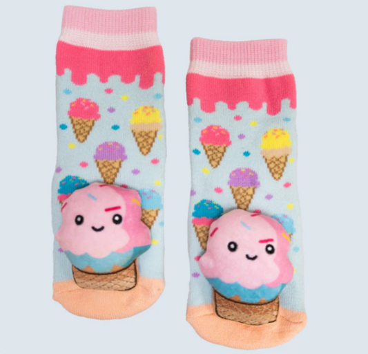 Pink Ice Cream Cone Messy Moose Socks
