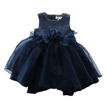 Navy Rose Applique Dress